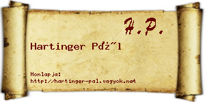 Hartinger Pál névjegykártya